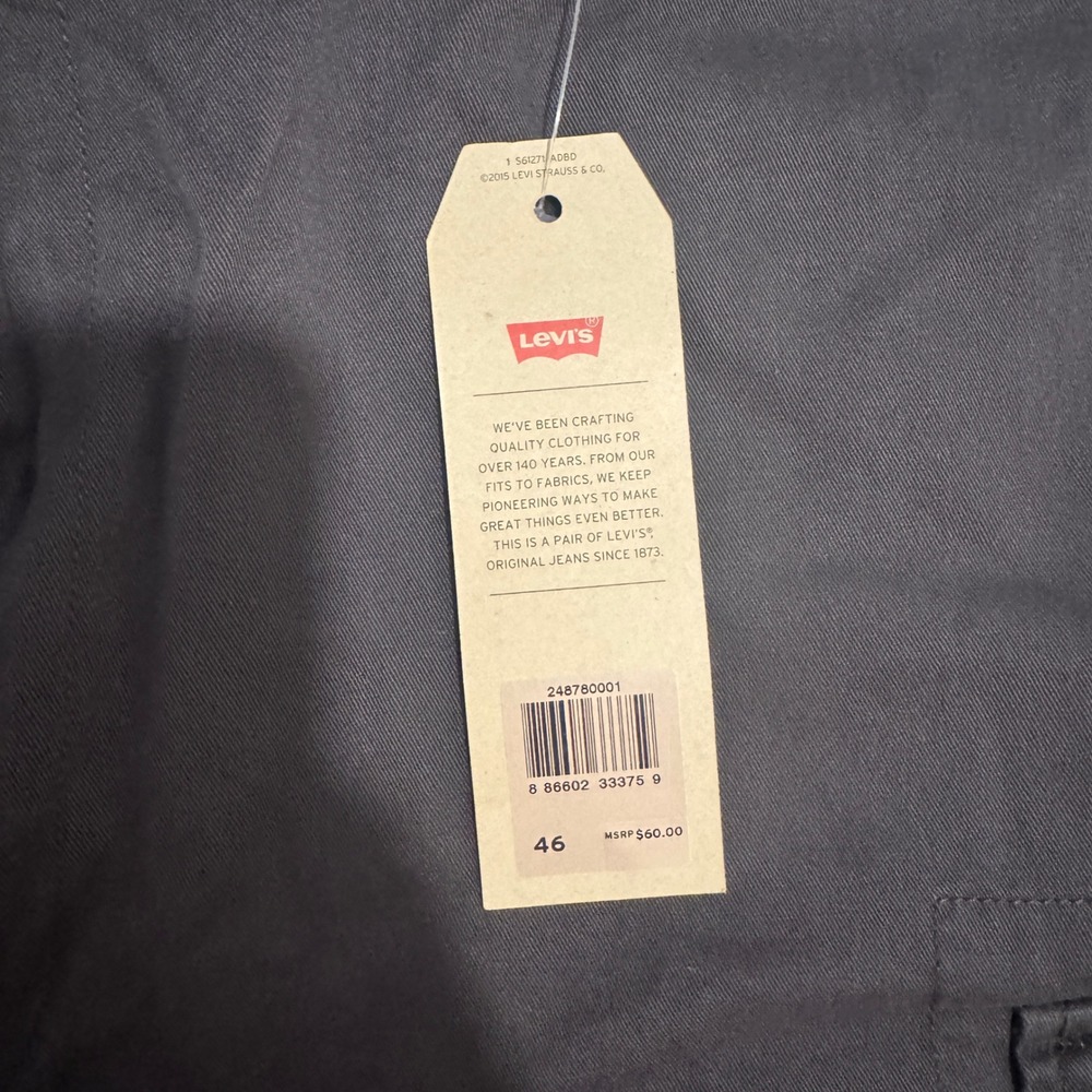 Levi's Big & Tall Carrier Cargo Shorts Size 46 NWT Gray‎ Outdoor Casual - Picture 6 of 7